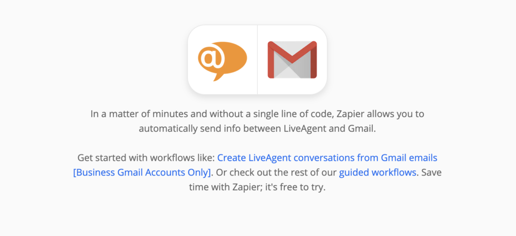 Описание интеграции LiveAgent и Gmail на Zapier